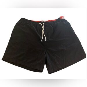 New Azur Men’s Drawstring Black Swim Trunks with Red Accents szXL Classic